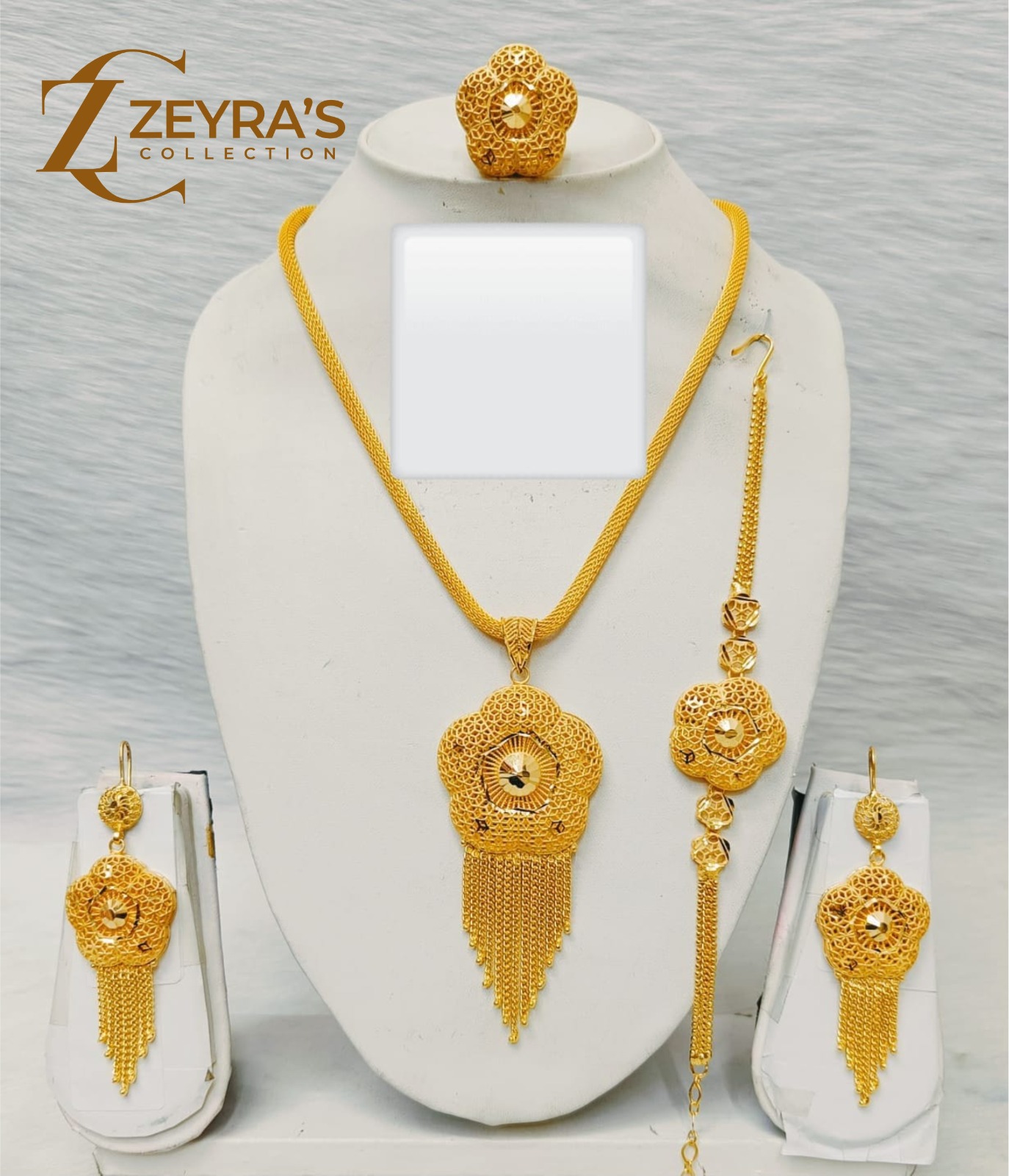 Zeyra's Regal Bloom Gold Jewelry Set